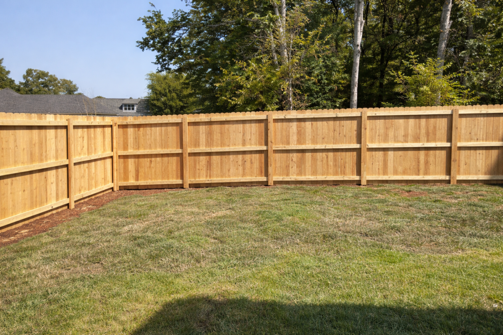wood privacy fence installation backyard covington louisiana northshore fence contractor grc outdoor living
