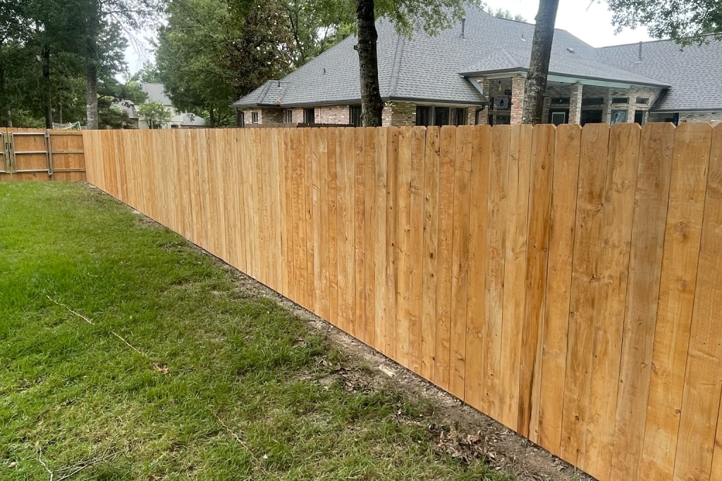 Cedar privacy fence installed in Nottoway subdivision in Covington, Louisiana