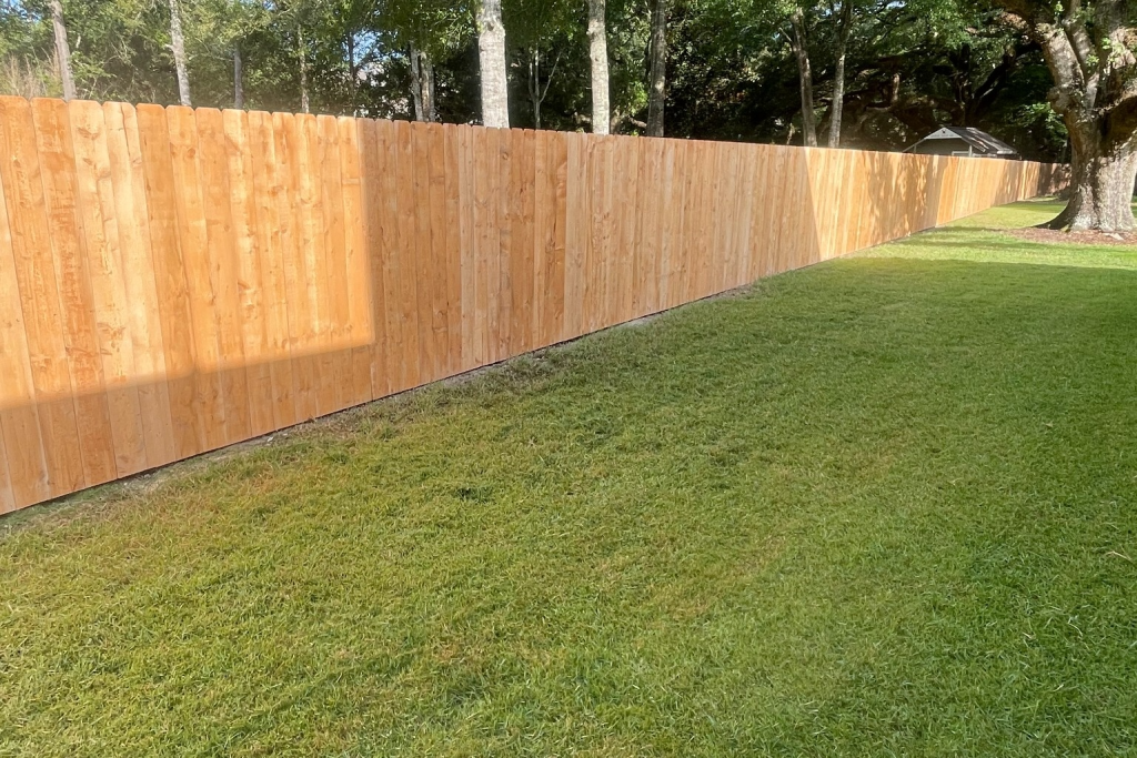 Cedar privacy fence installed in Nottoway subdivision in Covington, Louisiana